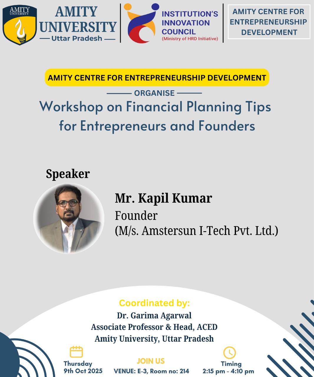 Workshop on "Financial Planning Tips for Entrepreneurs and Founders"